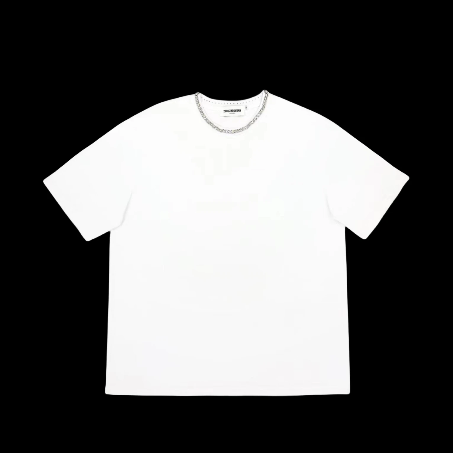 Original 2025 Summer Heavy Craft Collar Rhinestone Round Neck Short Sleeve Loose Fashion Trendy Casual Versatile Unisex T-Shirt