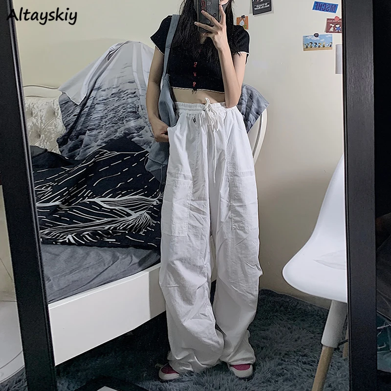 Cargo Pants Women High Street Harajuku Classic BF Style Teens Full Length Trouser Drawstring Trendy Ladies Pantalones De Mujer