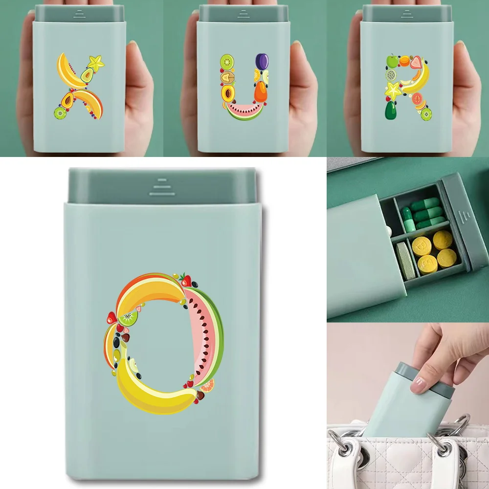 

Portable Weekly Pill Box Travel Medicine Storage Dispenser Holder Pocket Tablet Organizer Case Independent Lattice Fruit Pattern