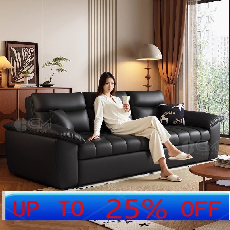 LH sofa bed folding integrated dual-purpose small apartment living room multi-functional storage leather sofa