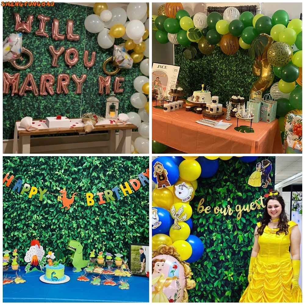 Green Leaves Background for Photography Tropical Jungle Grass Leaf Wall Wedding Baby Shower Birthday Party Backdrop Photo Studio