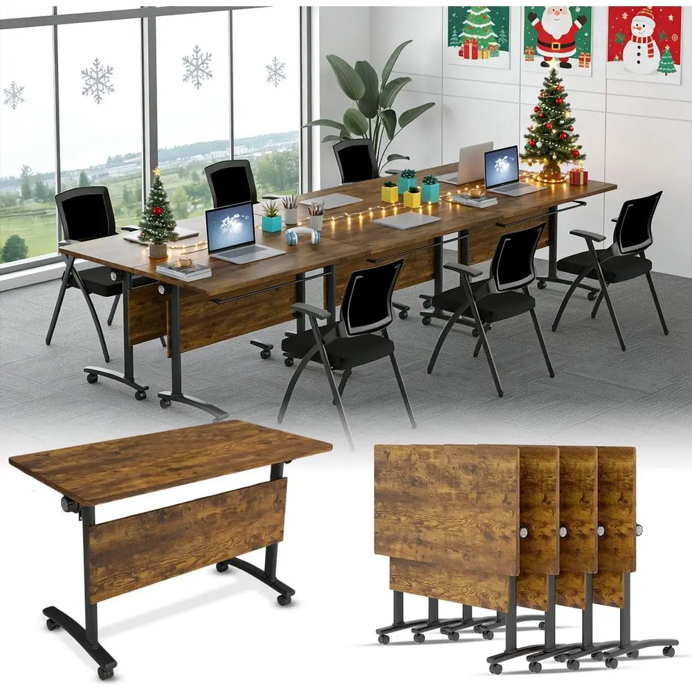 

Регулируемые колесики для конференц-стола с фиксацией, портативный стол для семинаров, прямоугольная мебель для переговорных комнат (4 шт., 55,1 дюйма)