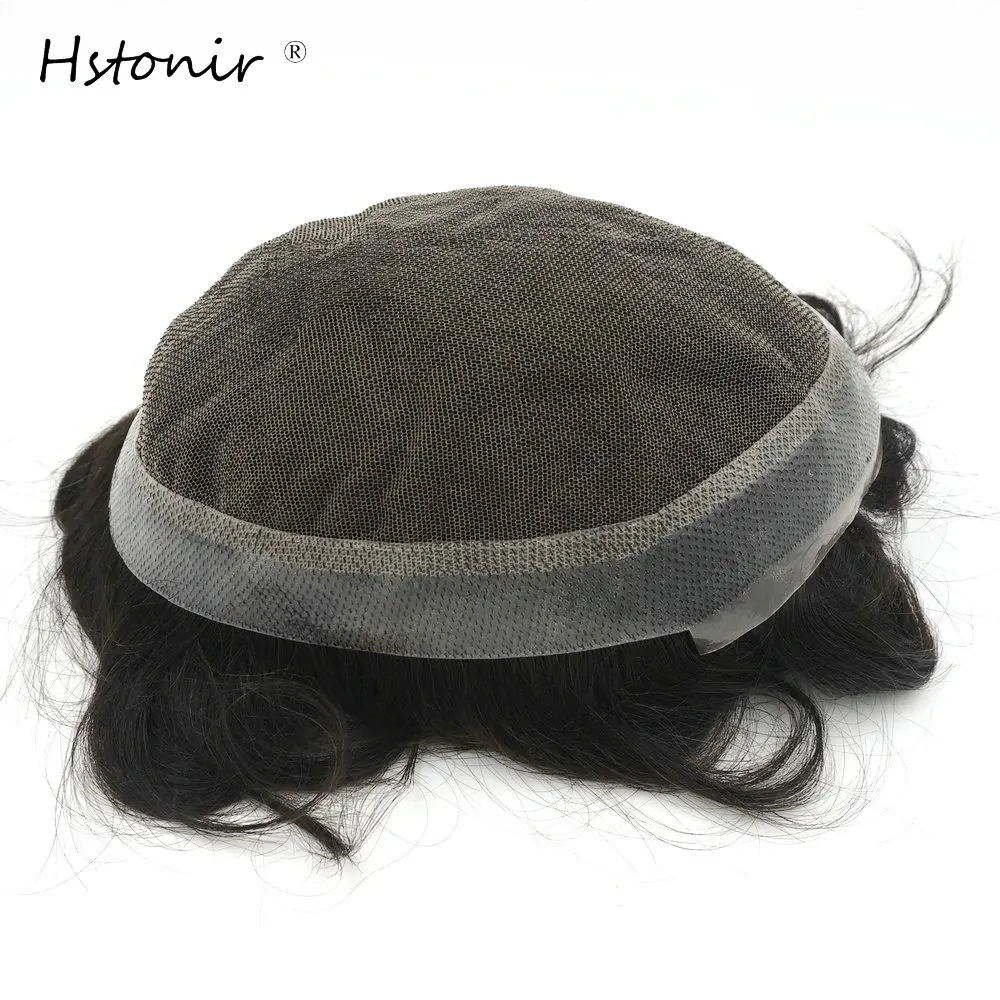 Hstonir Swiss Lace Wig Mens Hair System Australia Male Hair Transplant Human Hair Prostheses Men Toupee H036