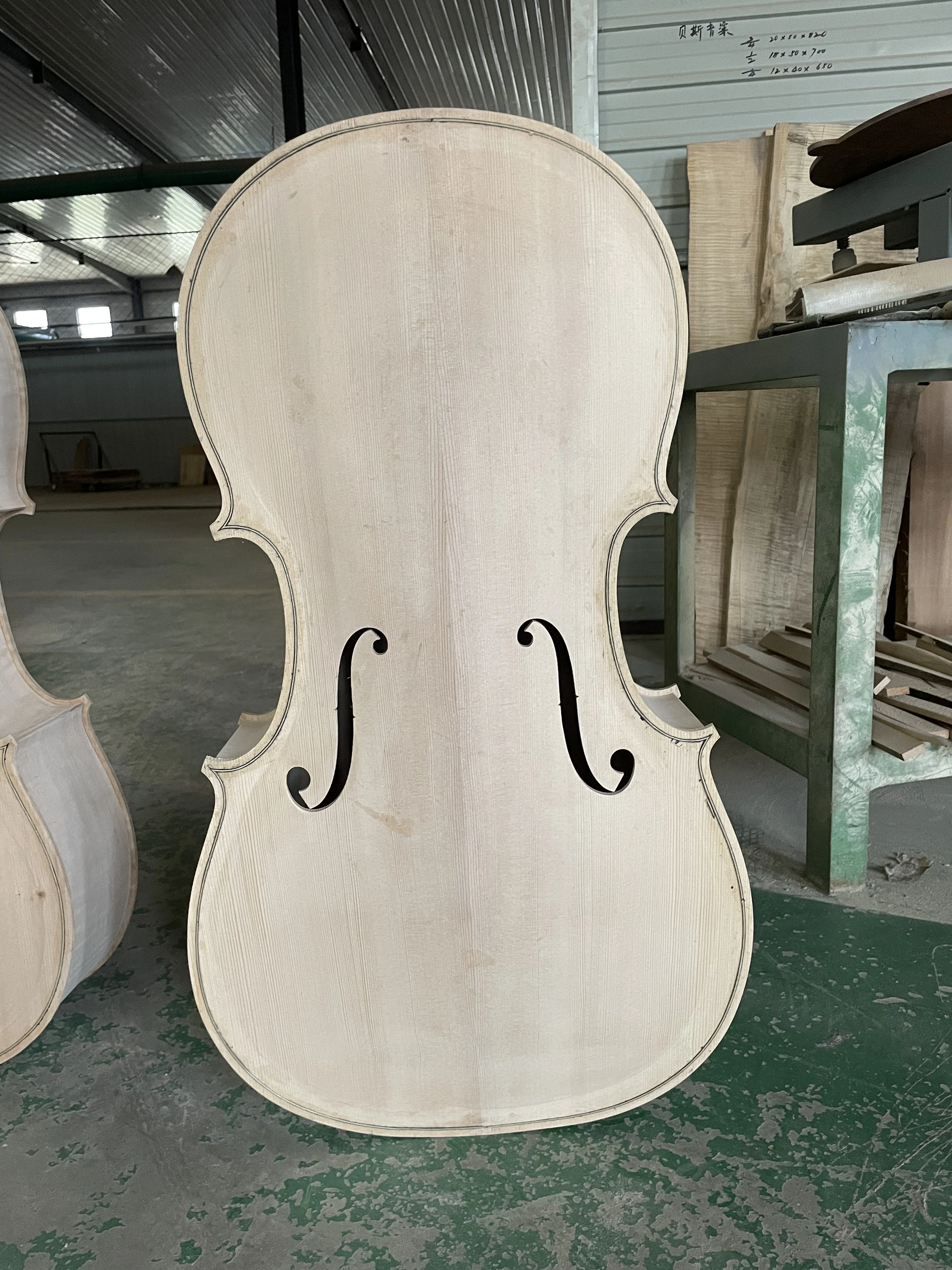 Solid spruce top flame maple back, 100% handmade, unfinished cello body and neck, high quality, white cello, 4/4