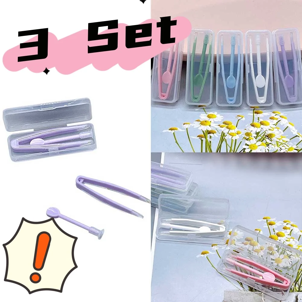 3 Set Remover Contact Lenses Inserter Tweezers Suction Stick Eyes Care Tool Kit Contact Lens Case Clip Tweezers Box Accessories