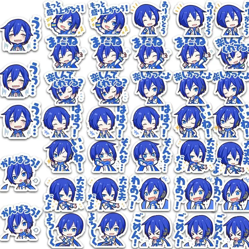 40Pcs/set Anime Hatsune Miku KAITO expression kawaii Figure Waterproof sticker model toys DIY Hand account stickers Gifts