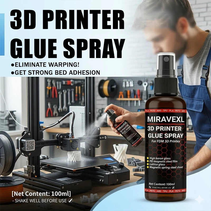 

Professional 3D Printer Bed Adhesive Spray Strong Bonding Solution for PLA PETG and ABS Prints First Layer Success - SIKEZHAN