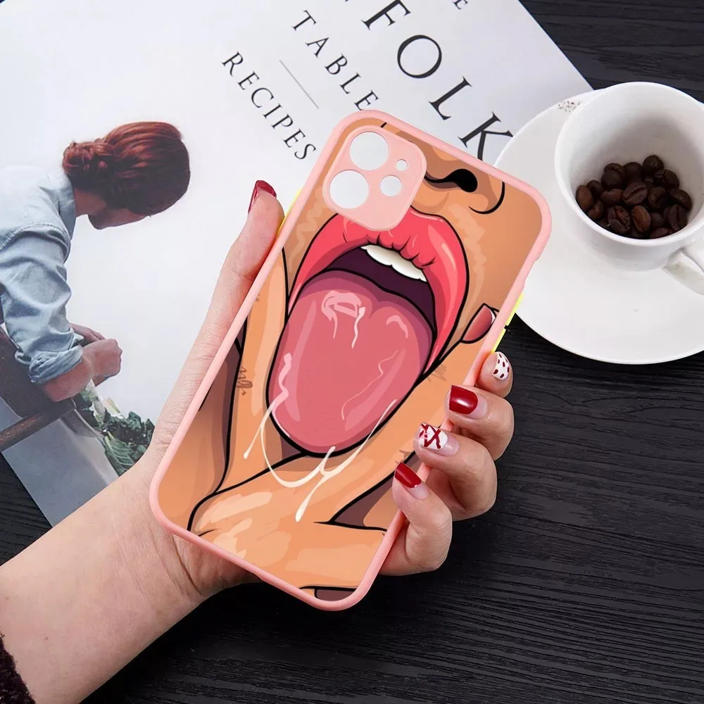 Sexy lady Red lips Girls Bikini Phone Case For iPhone 14 X XR XS 7 8 Plus 11 12 13 pro MAX 13mini Matte Shockproof Case