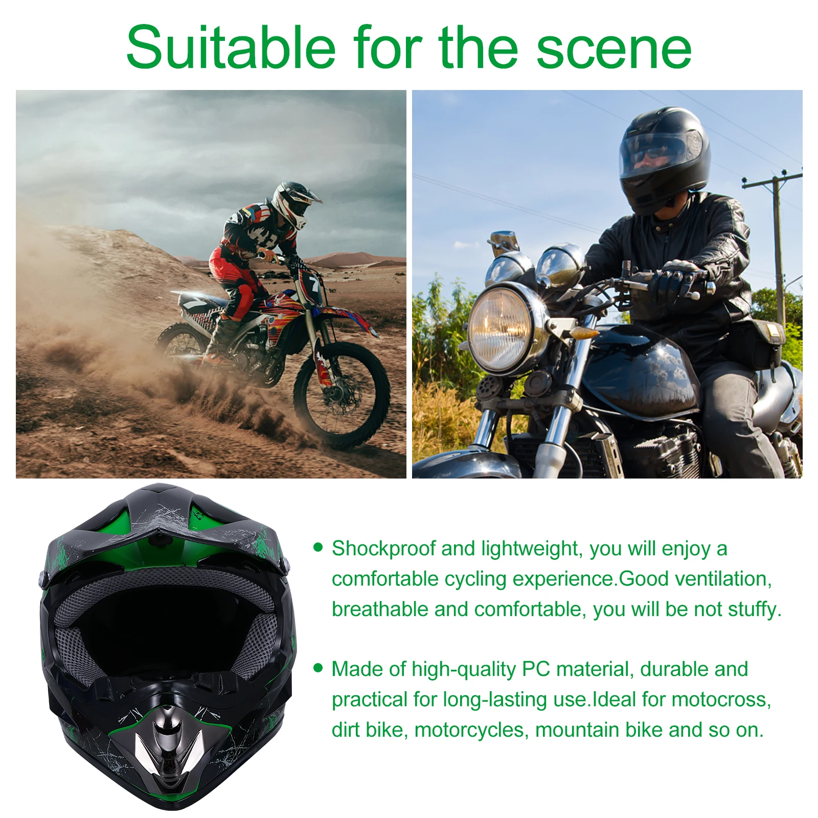 

Motocross Off-road Head Protector Dirt Motorcycle 56-57cm Shockproof Lightweight Ventilation