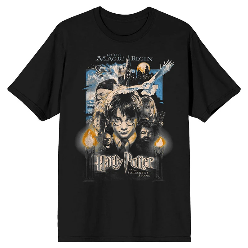 Camiseta de manga corta MINISO Harry Potter para hombre y mujer, ropa de verano periférica de dibujos animados de Slytherin Gryffindor, camiseta informal holgada