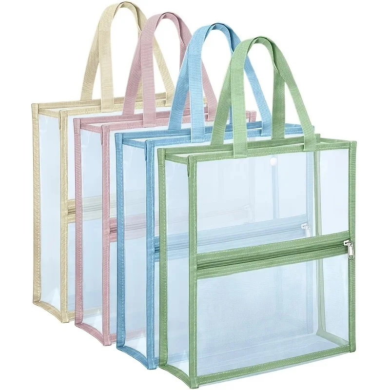Transparent PVC File Bag, A4 File, Book, Office Material Bag,Can Hold Approximately 12 Books.Essential for Students/office Staff