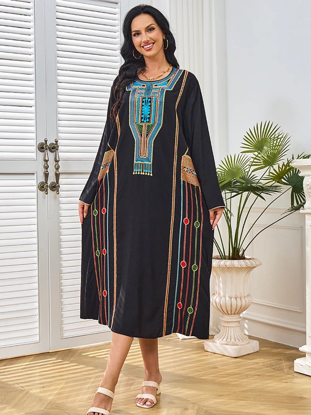 عيد مسلم عباية المغرب موضة رداء كوربان دبي أنيق جديد مطرز رداء فستان ملابس حريمي عربية الشرق الأوسط MT281 #6