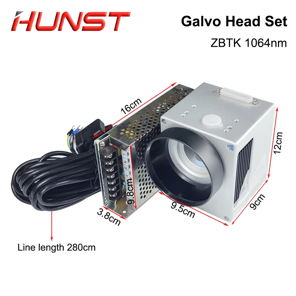 HUNST Fiber Laser Scan Galvo Head Set ZBTK 1064nm Apeature 10mm Galvanometer Scanner with Power Supply.