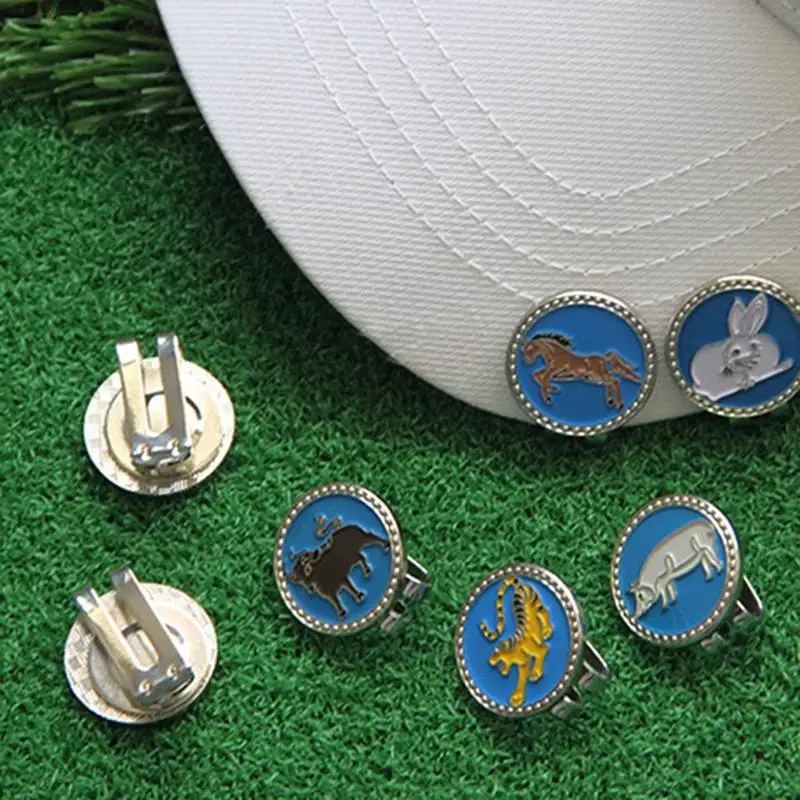 12 animali zodiacali cappello da Golf Clip Ball Marker Design zodiacale cappello magnetico Clip Mouse/Ox/Tiger/Rabbit/Dragon/Snake/Horse/Sheep/Monk