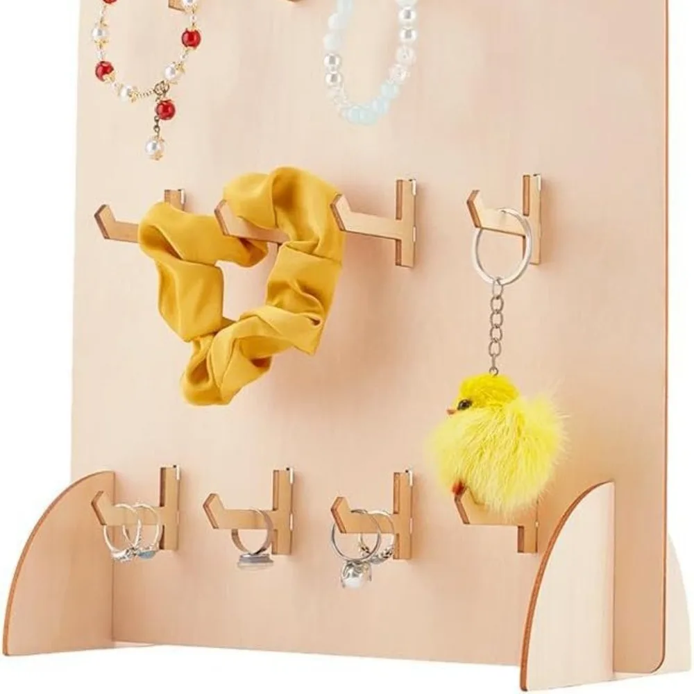 رف عرض القرط الخشبي قابل للفصل 3 طبقات رف تخزين المجوهرات قوس هوك نمط سوار منظم رف عرض النشاط #2