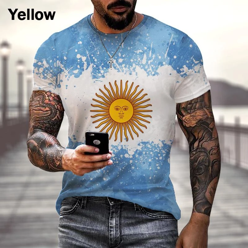 Argentina\'s New Fashion 3d Printed T-shirt Street Funny Personality Hip-hop Cool Casual Short-sleeved Top