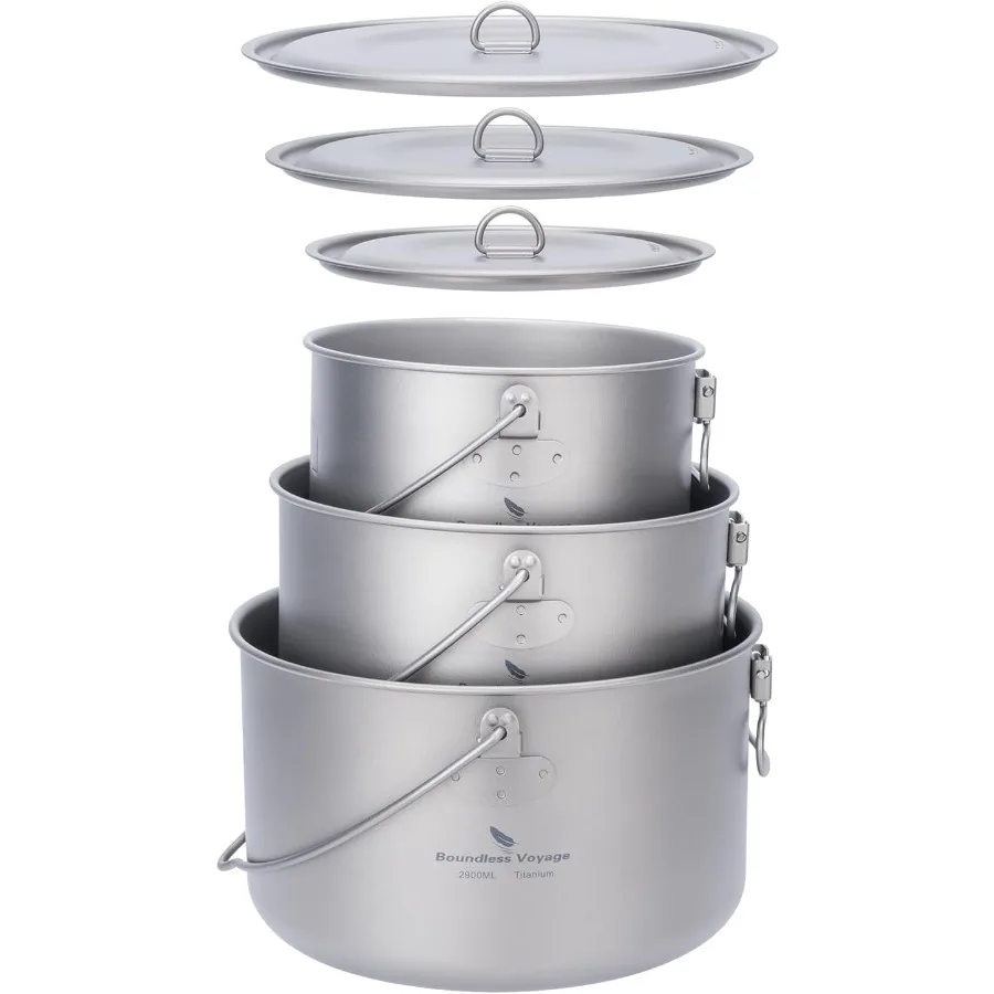 

Сверхлегкая портативная титановая подвесная кастрюля для кемпинга и пешего туризма - прочная легкая посуда с эффективным H