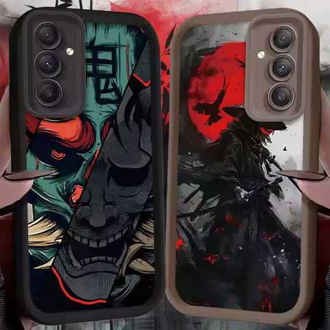 Japan Ghost Face Samurai Case for Samsung Galaxy A55 A35 A25 A15 A05 A05S 5G A24 A13 A23 A12 A22 A32 A52 A52S A71 A72 A51 4G