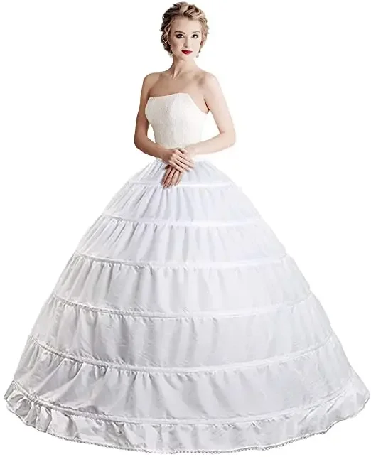 

Sumptuous 6 Hoop Crinoline Underskirt Petticoat Full A-line Floor Length Bridal Dress Ball Gown Slip for Women