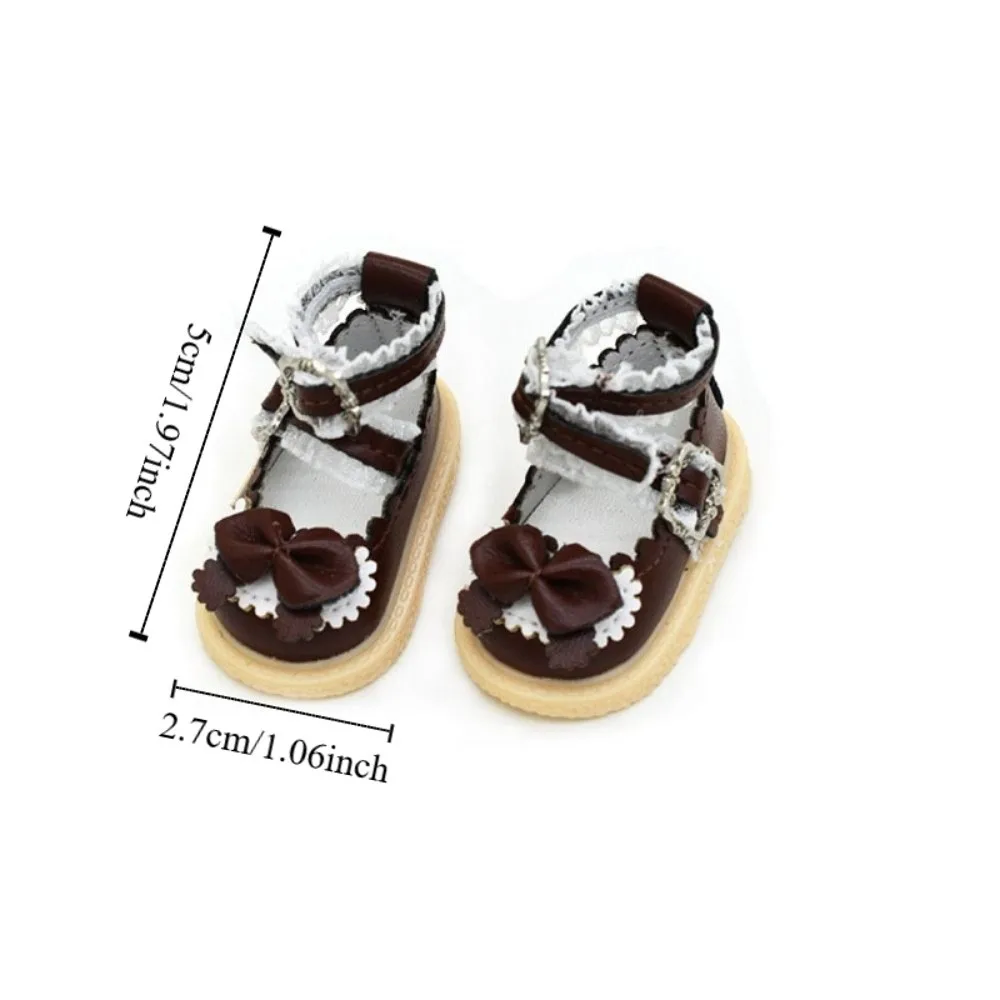 1 paar lederen schoenen 1/6 schaal PU lederen schoenen Mary Jane schoenen hoge 1/6 Bjd pop schoenen 5 cm cartoon pop mini sportschoenen