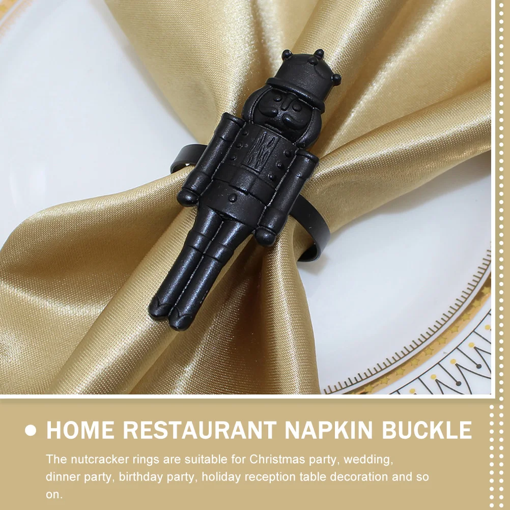 

2 Pcs Christmas Napkin Rings Soldier Napkins Grace Buckle for Hotel Restaurant Black Table Holder Banquet