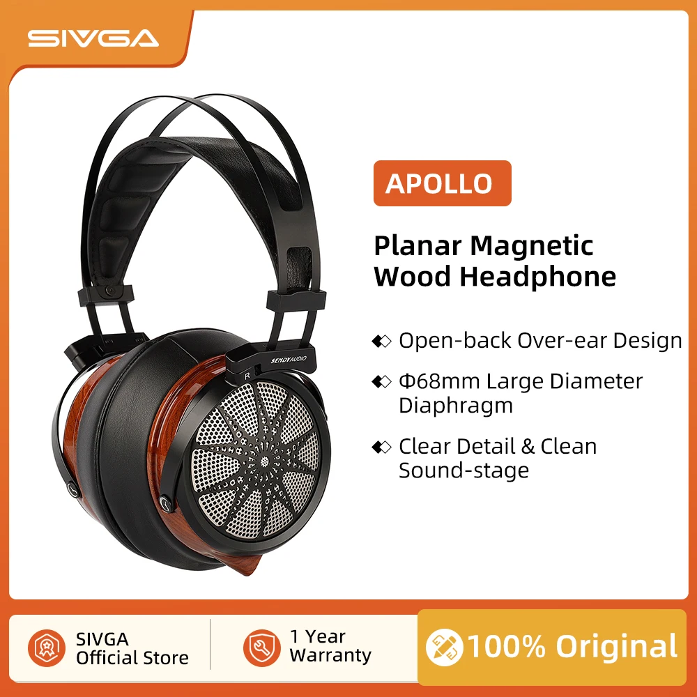 Sendy Audio Apollo HIFI Stereo 68mm Planar Magnetic Driver Open-back Over-ear Full-size Wood Headphone 4.4mm Balanced Headset