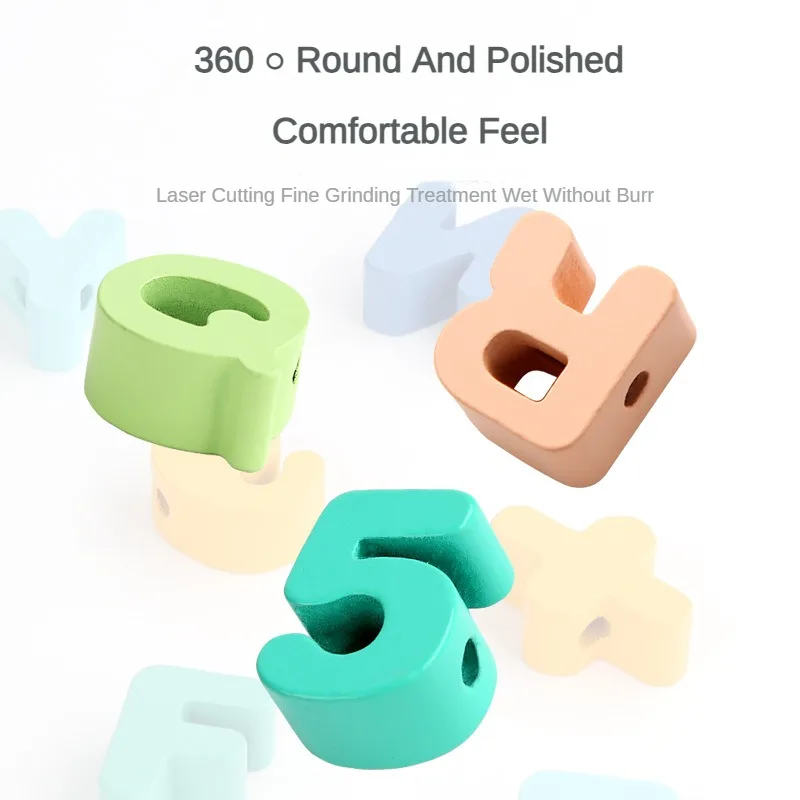 Montessori Wooden Beaded Toy Baby Thread Finger Flexibility Training Early Education Color Shape Digital Cognitive Puzzle Toy