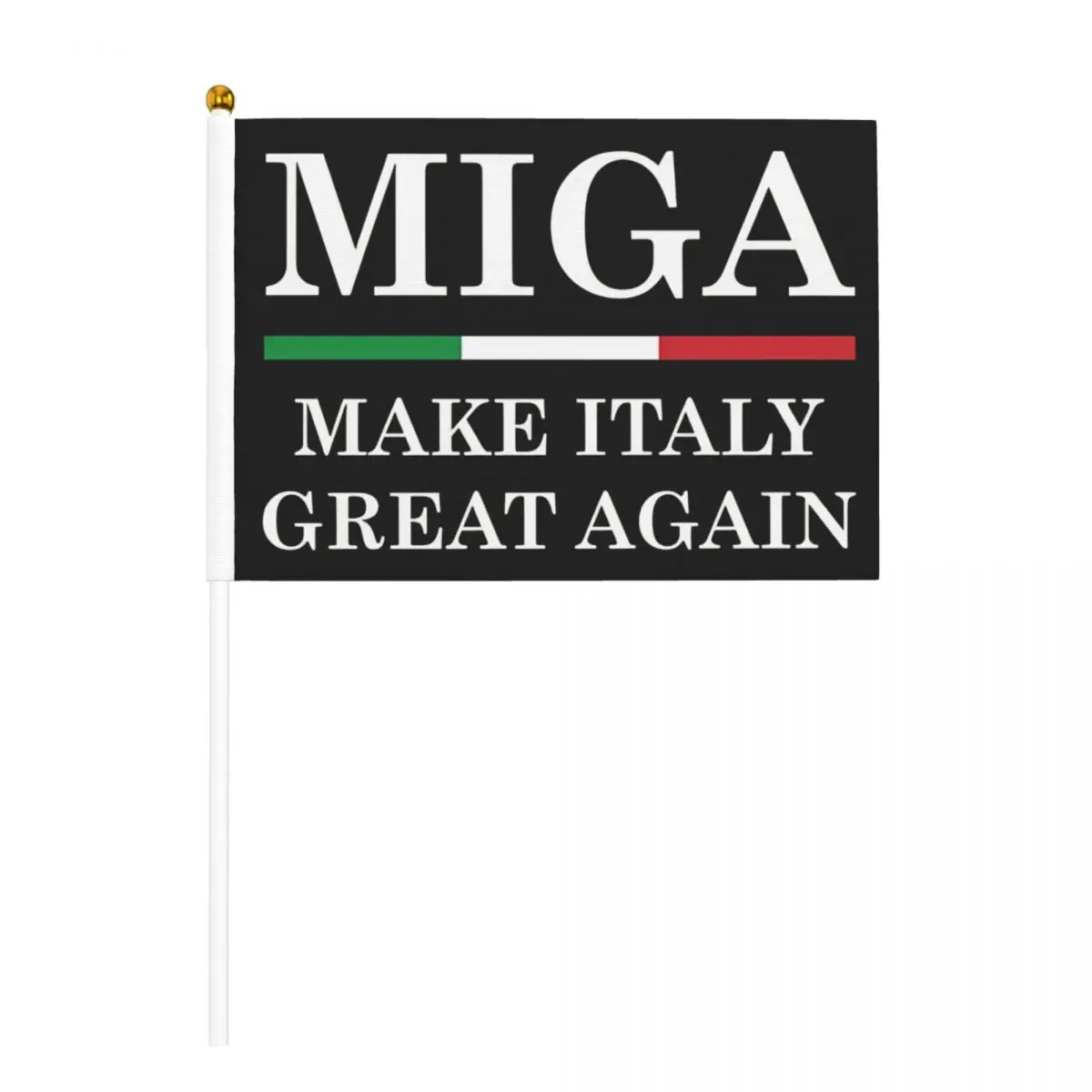 Make Italy Great Again - MIGA Flags on Stick 5.5x8.3 inch 10 Pack Handheld Flags Golden Spear Top