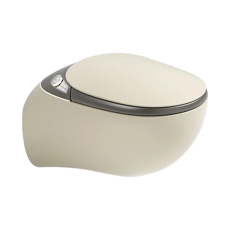 Intelligente, an der Wand montierte Keramiktoilette, eingebetteter Wassertank, vollautomatische, längliche Schüsselform, Siphon, Strahlspülung, P-Siphon-Entwässerung