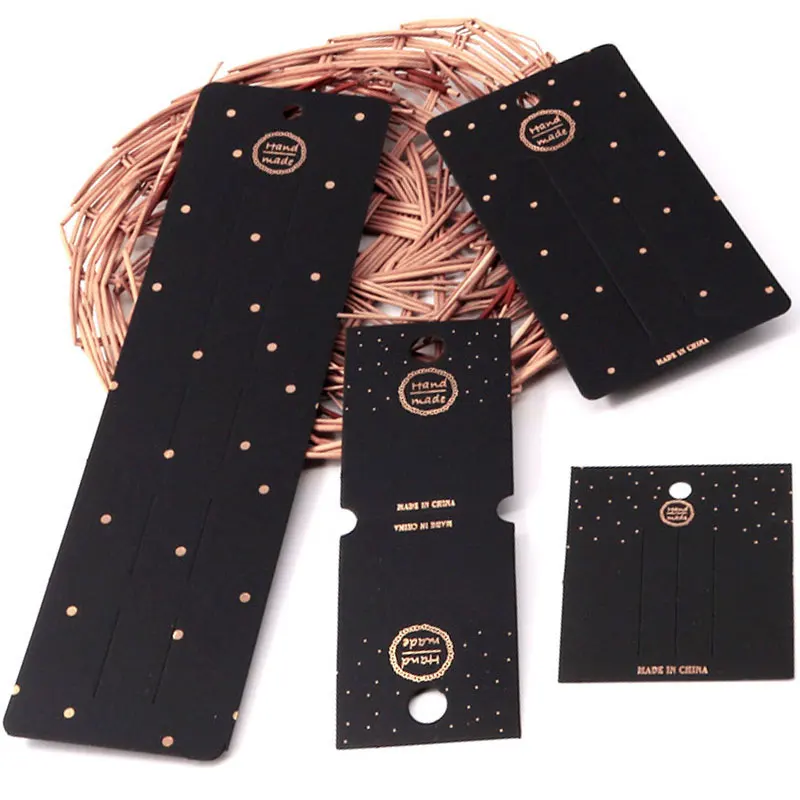 50pcs/lot Hairclips Display Cards Barrettes Black Kraft Paper Cards for DIY Jewelry Retail Price Labels Packing Cardboard Holder