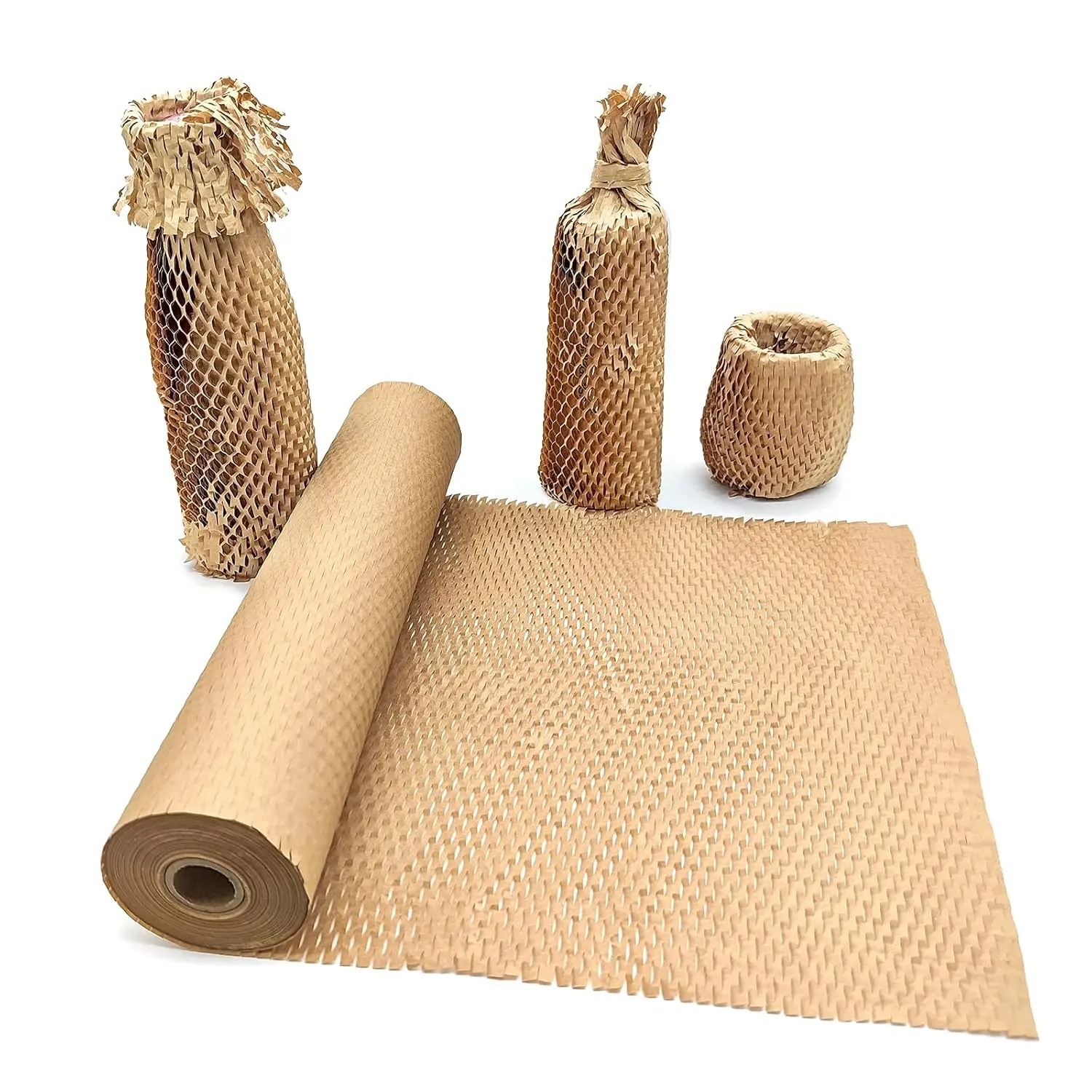 

Honeycomb Packing Paper 15"x131' Stretchable Cushion Wrap for Moving Shipping, Recyclable Protective Roll for Fragile Items