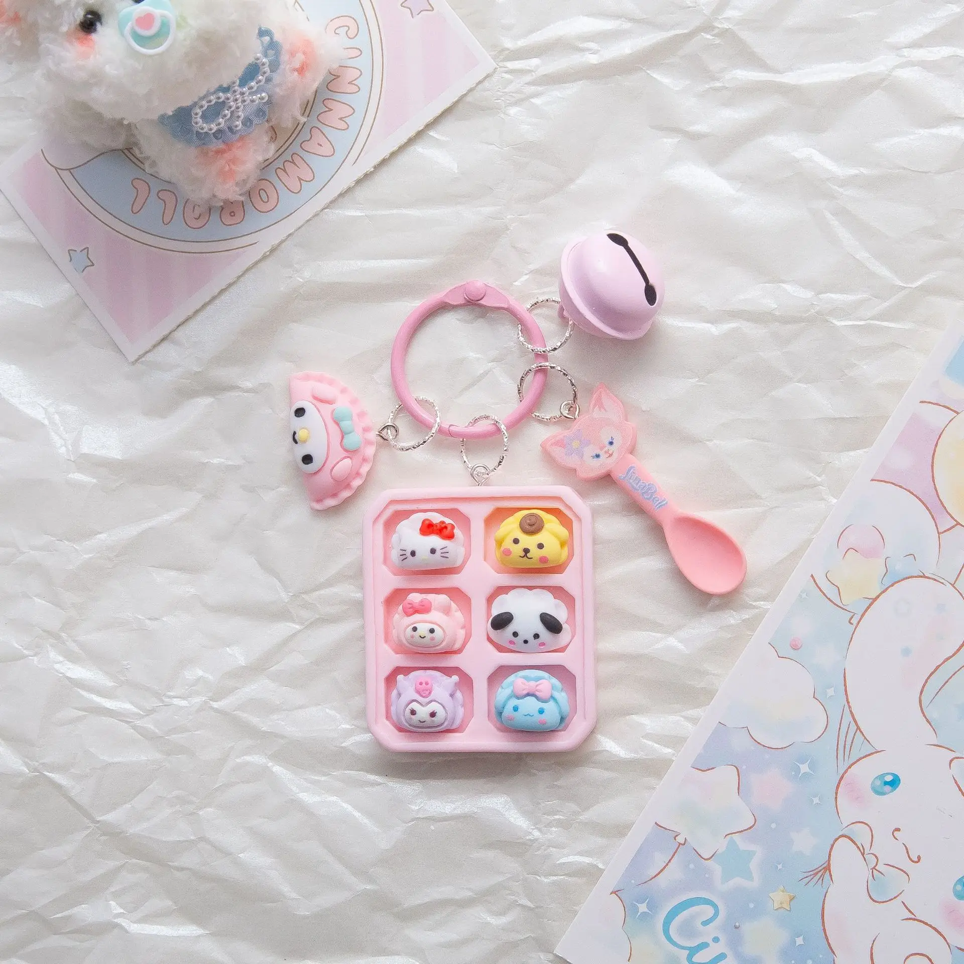 Grappige Sanrio Cartoon Kuromi Cinnamoroll Dumpling Series sleutelhanger hanger meisje cartoon paar kleine cadeau accessoires sleutelhanger