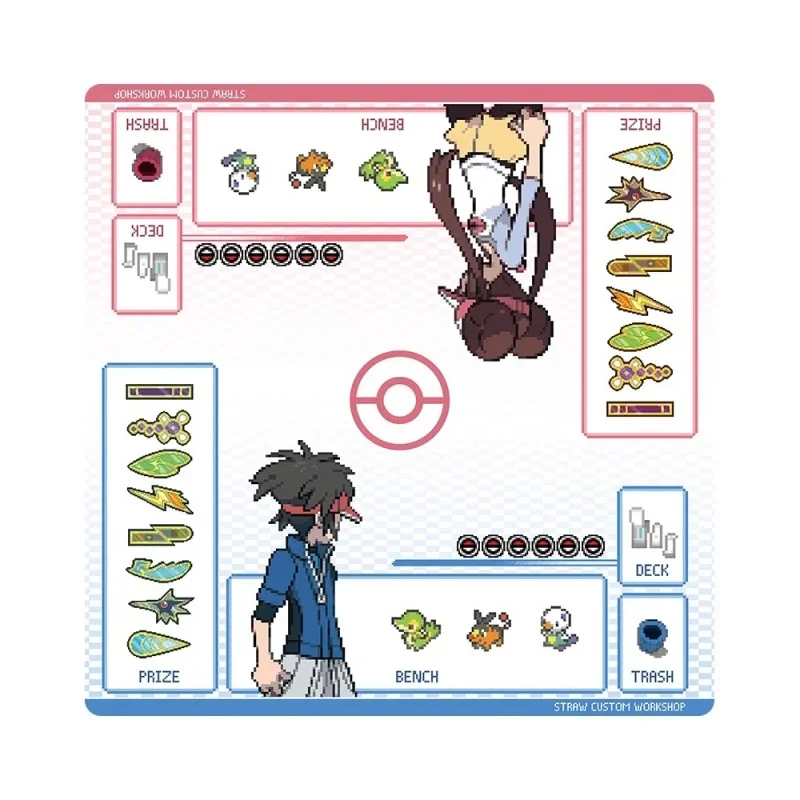 Pokemon Two Player Battle Pixel Self Made Anime Game Characters Toys Classic Series Cards Pad Rubber Collection Card Dueling Mat