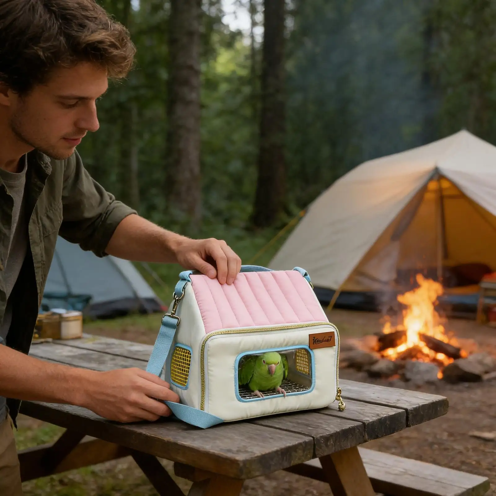 

Дорожная клетка для птиц, теплые дышащие портативные аксессуары с подносом из нержавеющей стали, переноска для птиц, дорожная клетка для животных, голубей