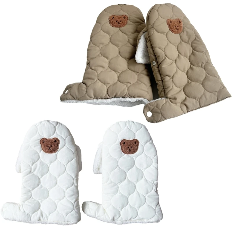 Snug & Dry Hand Warmer Plush Bear Gloves Mittens for Baby Stroller Protections