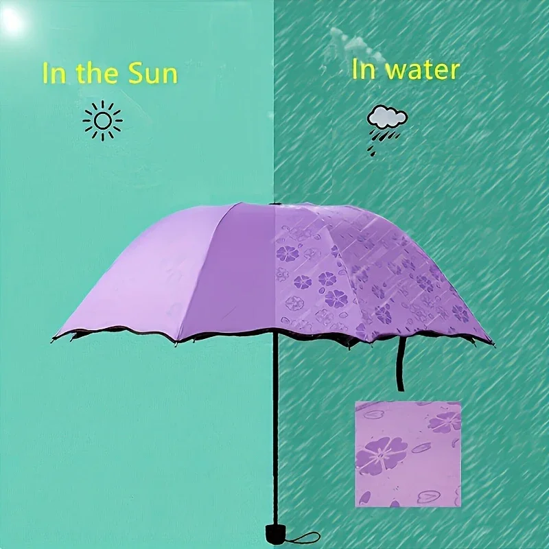 1/2PCS Portable Water Flowering Umbrella Manual Open UV Protection Sun Rain Dual Use Parasol Black Coating Creative Design