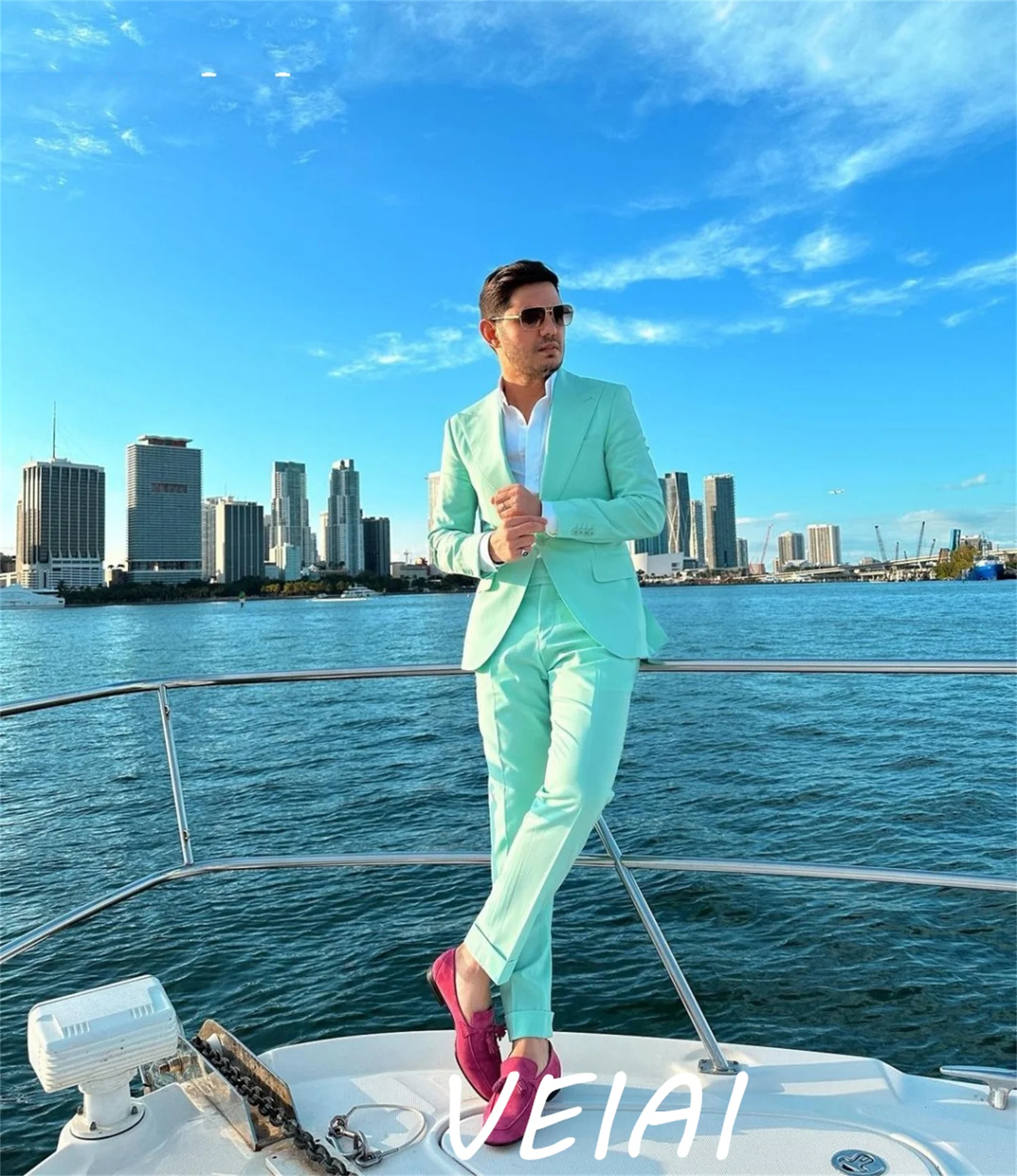 

Turquoise Suits for Men 2 Pieces Summer Daily Traveling Casual Suit Blazer Sets Party Prom Mens Wear 2 Pieces Jacket+Pant