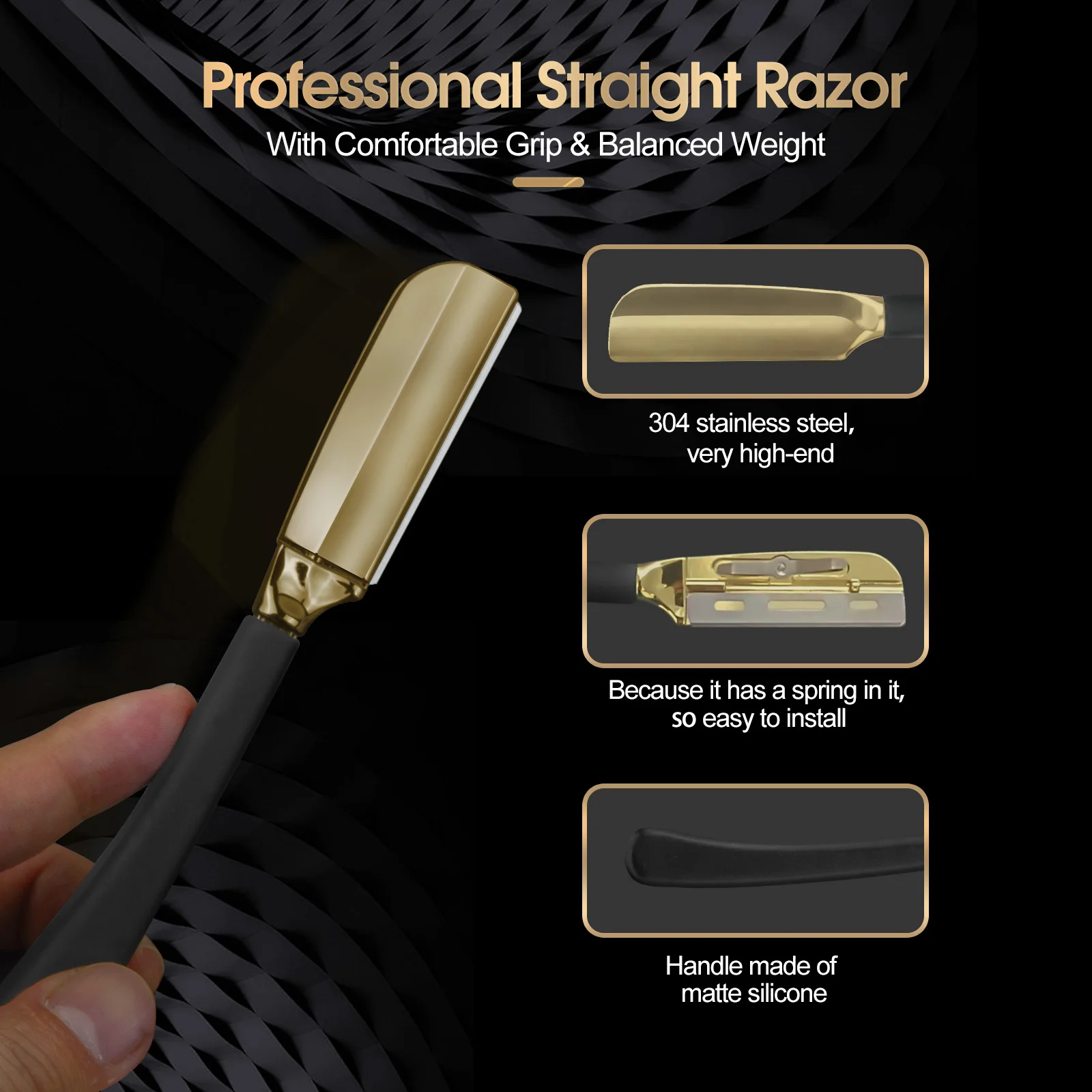 1Pc Pro Baber Beard Straight Edge Shaving Razor Men Hair Removal Tools Zinc Alloy Safety Stainless Steel Shaver Knife Holder view 3