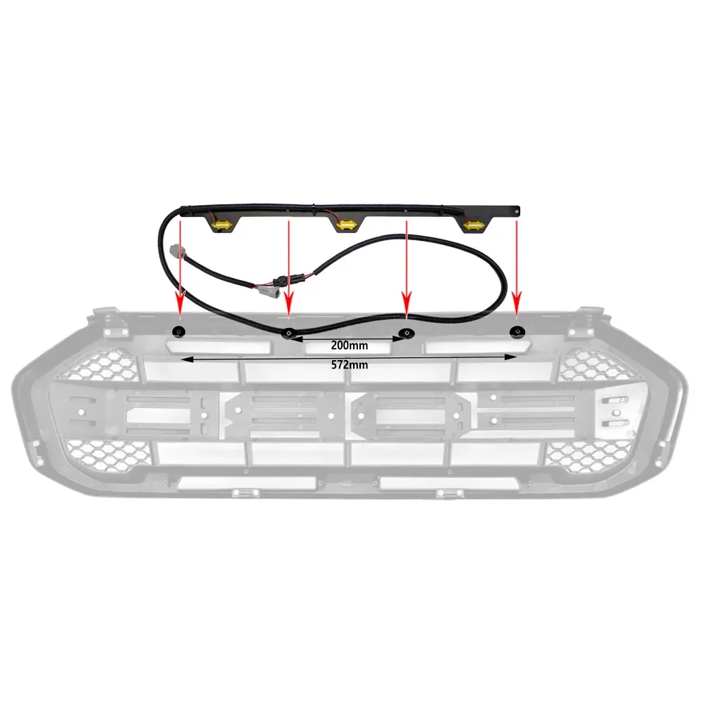 Amber 3 LED For Ford Ranger Raptor  2019-2021 Style  Grille Light Kit For Raptor Grilles 19RR Plug and Play