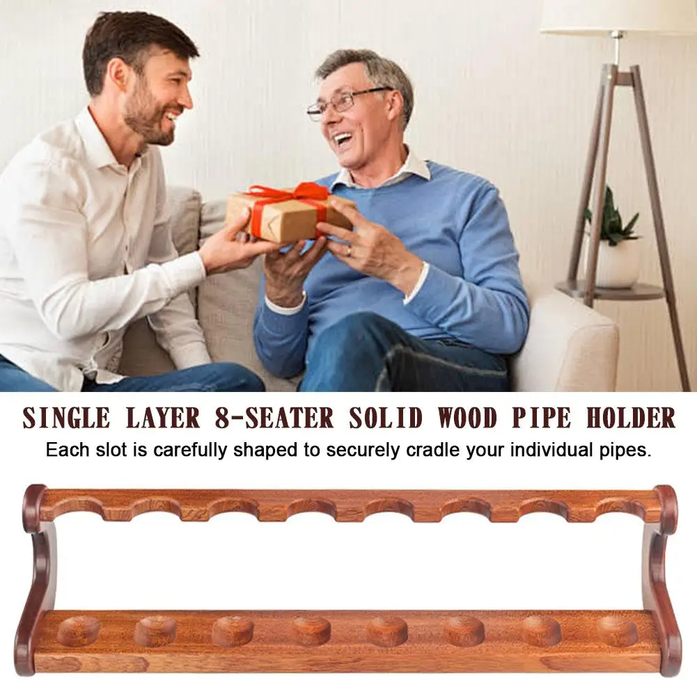 8 Position Wooden Tobacco Pipe Stand Rack Display Holder Smoking Accessories Storage Base Tray For Desktop Home Decoration