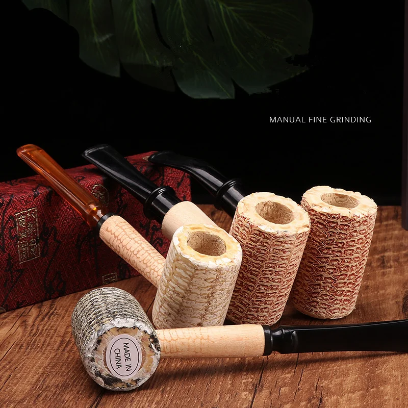 Corn Cob Tobacco Pipe, Cigarette Filter, Smoking Pipe Holder, Good Heat Dissipation, Straight, Best Type for Beginners, Man Gift