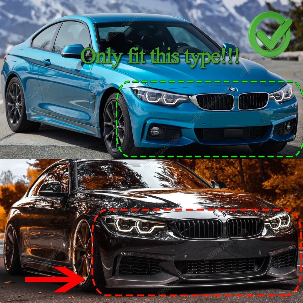 ل BMW F32 F33 F36 420i 430i 420d M440i 2014-2020 ABS لمعان أسود ضبط 4 قطعة الجبهة شفة مصد السيارة الناشر الفاصل غطاء طقم الجسم