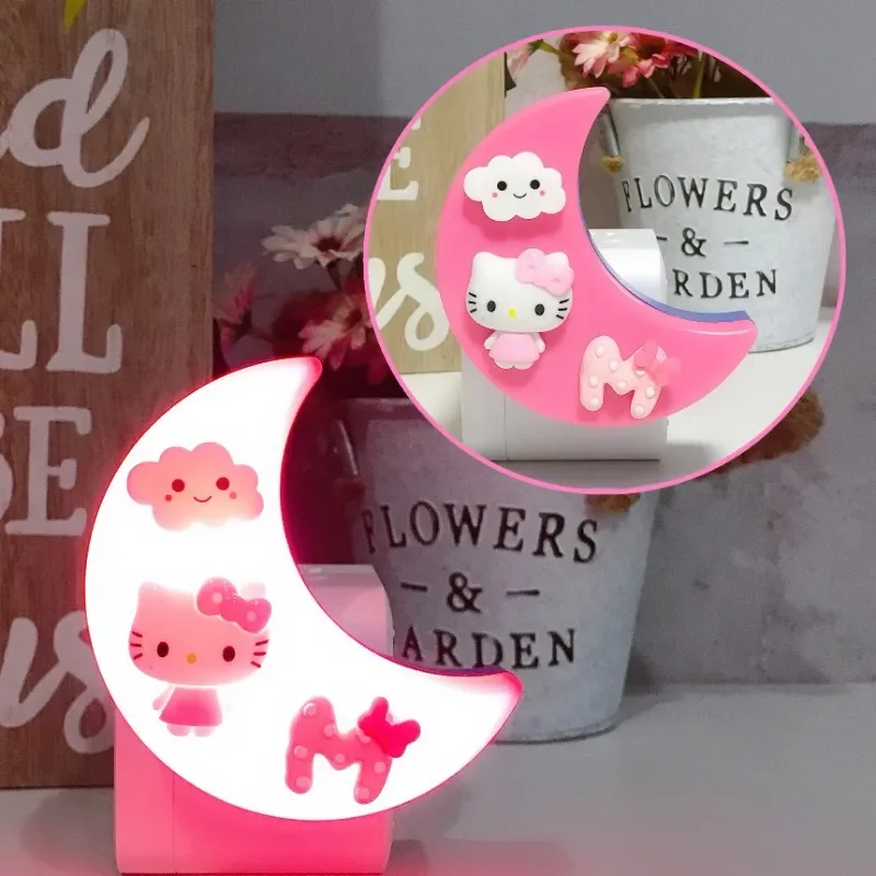 Sanrio Hello Kitty Plug-In Inductie Nachtlampje Schattige Cartoon Mijn Melodie Slaapkamer Led Bed Ornament Kamer Decoratie Kind Geschenken