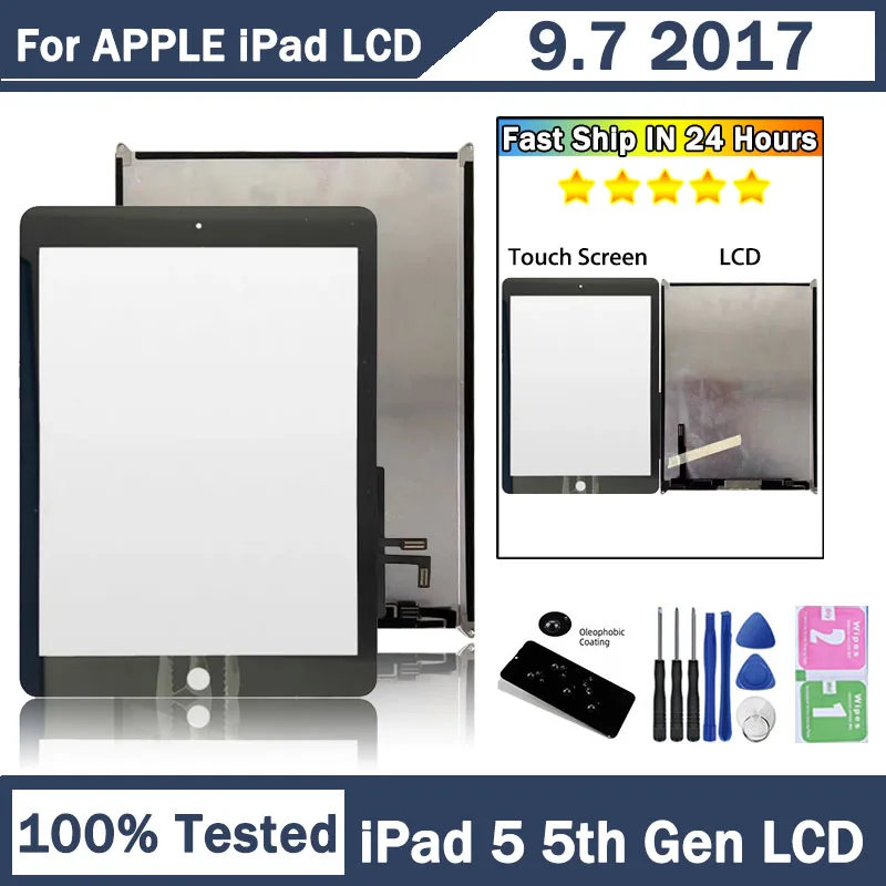 

GEFENSI New LCD For Apple IPad 9.7 2017 A1822 Touch Screen Digitizer Panel LCD Display For IPad 5 5th Gen A1823 Display Replacem