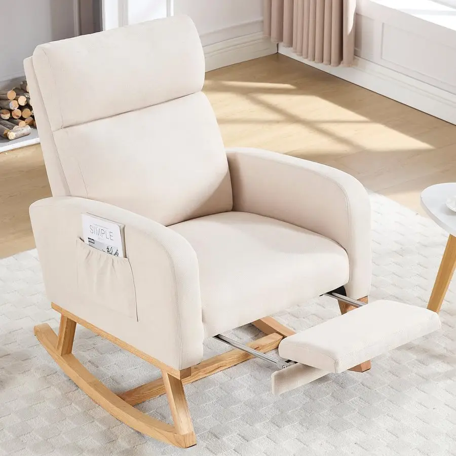 

Chair Nursery, Nursing Rocking Chairs with Foot Rest for Mom Nursery, Glider Rocker Chair with Footrest and High Backrest for Li