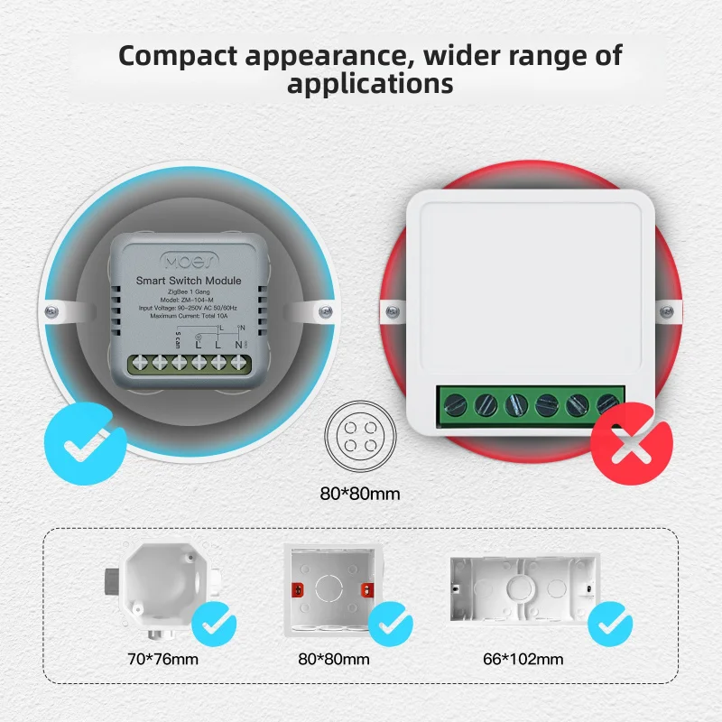 Tuya Zigbee & WiFi Smart Home Switch Module, App Remote Control, Timer Function, Works with Alexa Voice Control