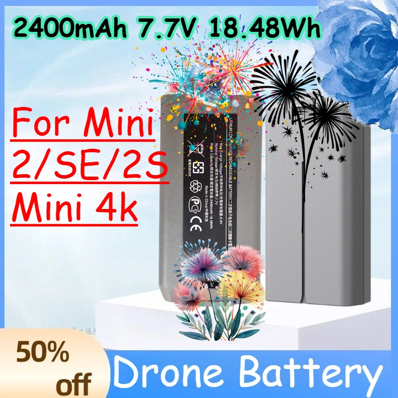 

Аккумулятор для дрона 2400 мАч 7.7В 18.48Втч для Mini 2/SE/2S Mini 4K, сменный перезаряжаемый полетный аккумулятор