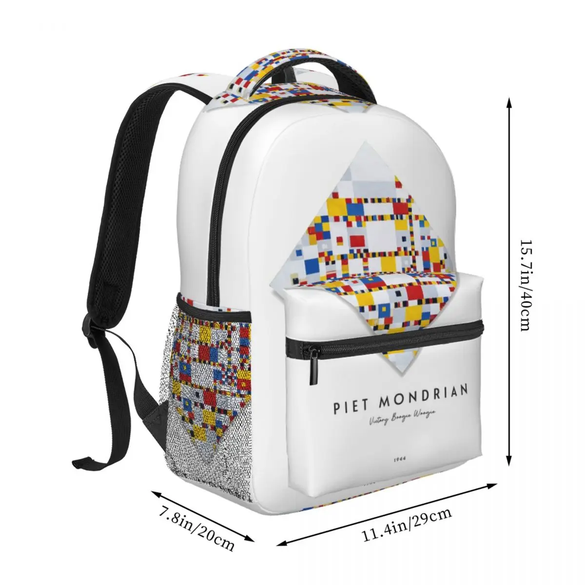 Victory Boogie Woogie With Text By Mondrian Backpack Student BookBag Children School Bag Computer Shoulder Bags for Men Women