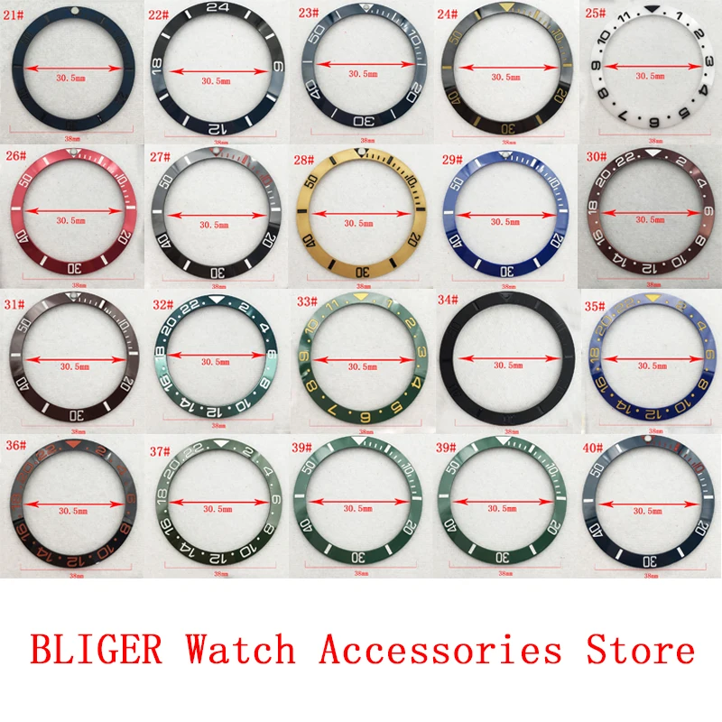 Bliger 38mm Bezel High Quality Black Blue Red Ceramic Titanium Insert Fit 40mm Watch Case