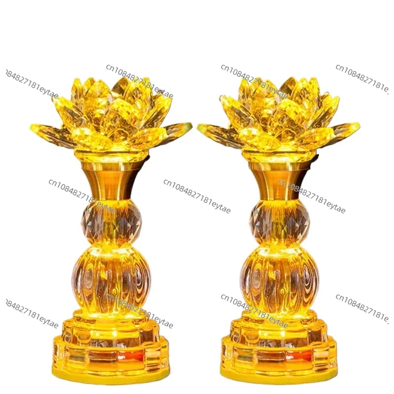 

2pcs Crystal Simulated Candlestick Buddhist Temple Supplies Temple Living Room Home Decor Sacrifice Feng Shui Ensuring Safety